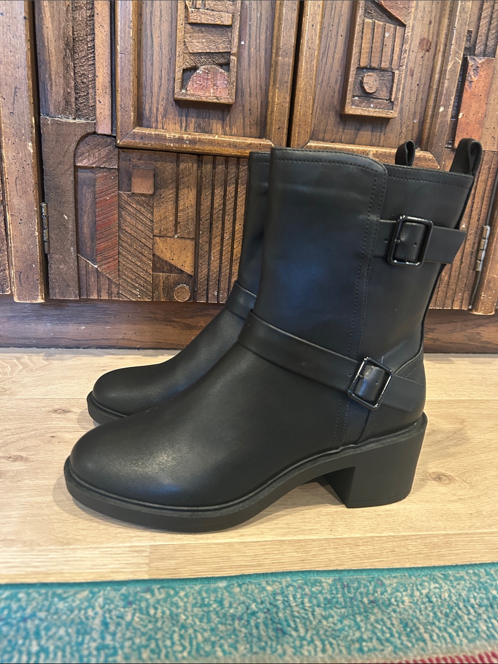Alfani Black Mid-Calf Buckle Heel Boots
